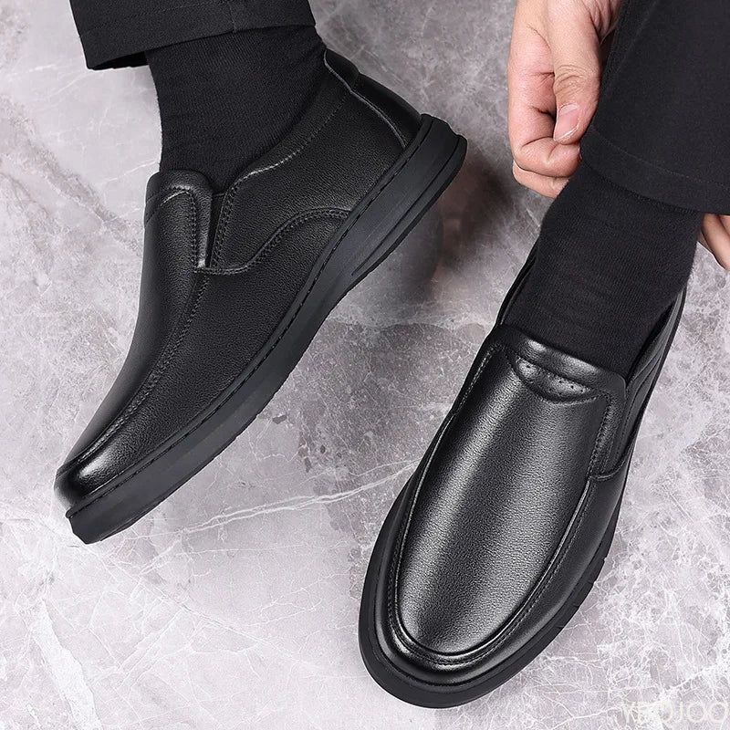 Men's Leather Slip-On Loafers – Breathable Soft Sole Shoes Men's Leather Loafers Axl