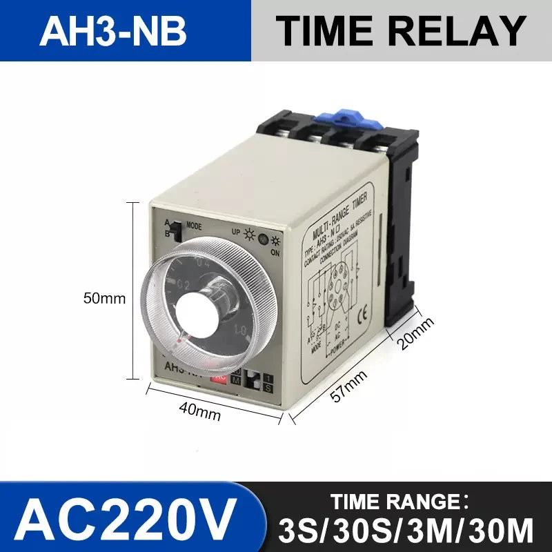 AH3-N 8-Pin Adjustable Time Delay Relay | Multi-Range Timer Time Delay Relay Axl AH3-NB-220V