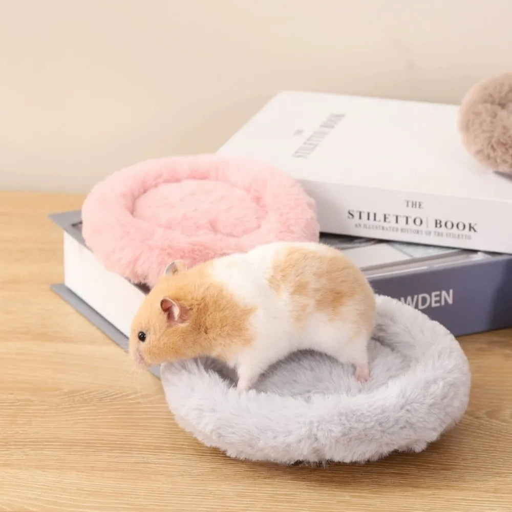 Round Plush Hamster Nest Mat – Cosy Small Pet Bed Small Pet Nest Mat Axl