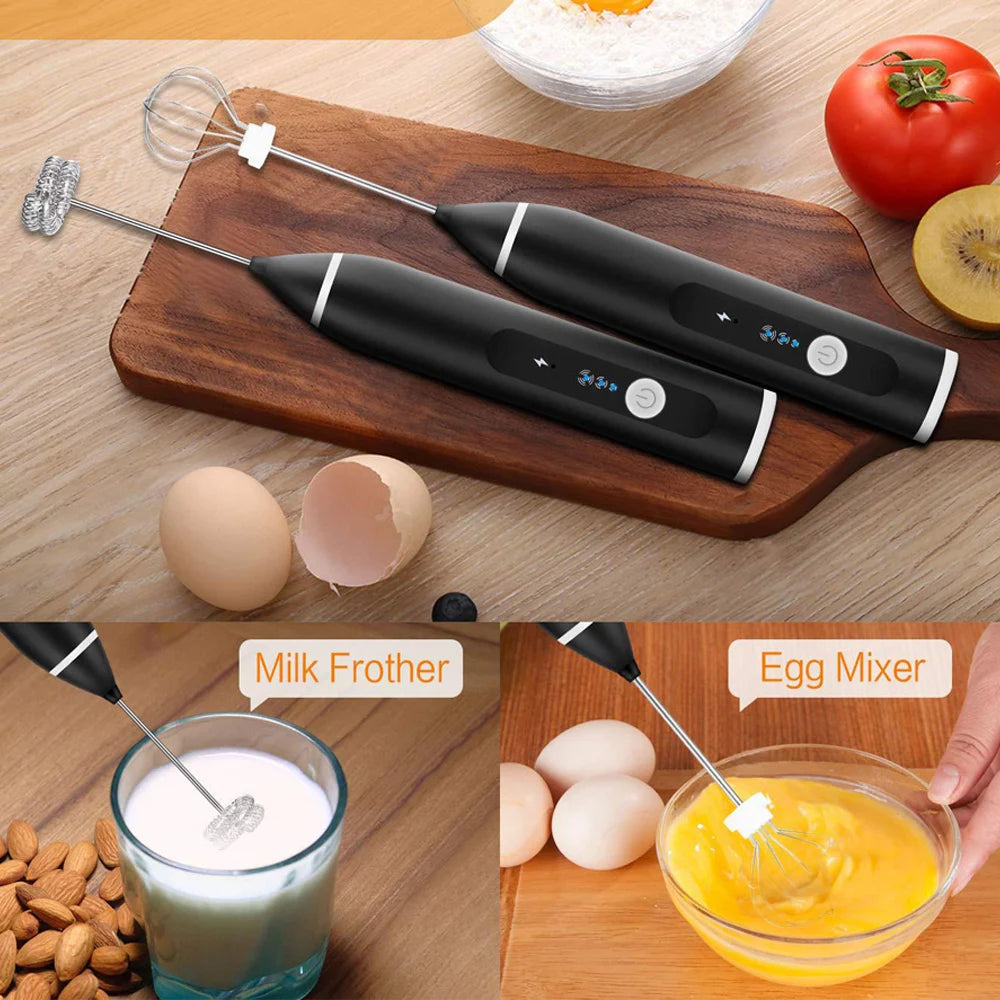BALASHOV USB Rechargeable Milk Frother – 3-Speed Electric Whisk Milk Frother Axl