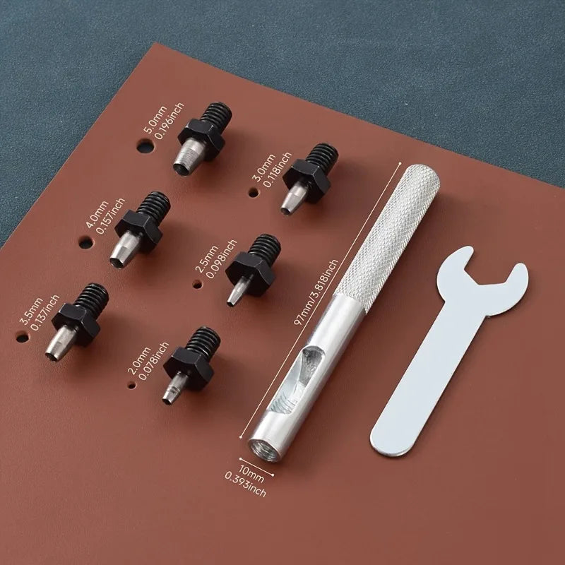 8-Piece Steel Leather Hole Punch Set – DIY Belts & Straps Leather Punch Set Axl