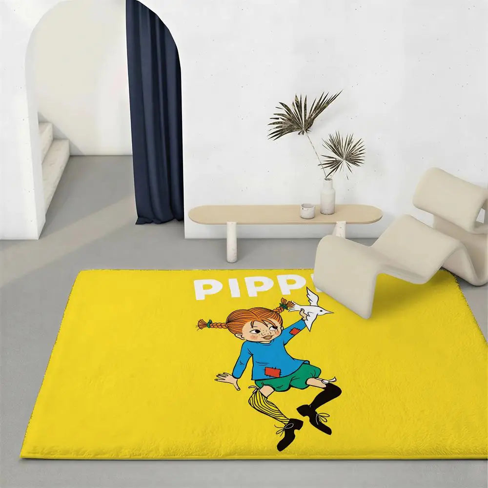 Pippi Longstocking Flannel Floor Mat – Non-Slip Indoor Rug Character Floor Mat Axl White1 120x160cm