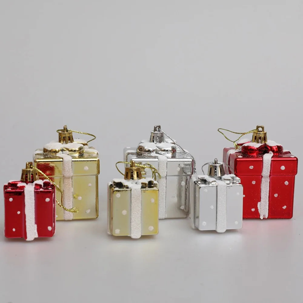 Painted Plastic Christmas Gift Box Tree Ornaments Pendants Christmas Tree Ornaments Axl