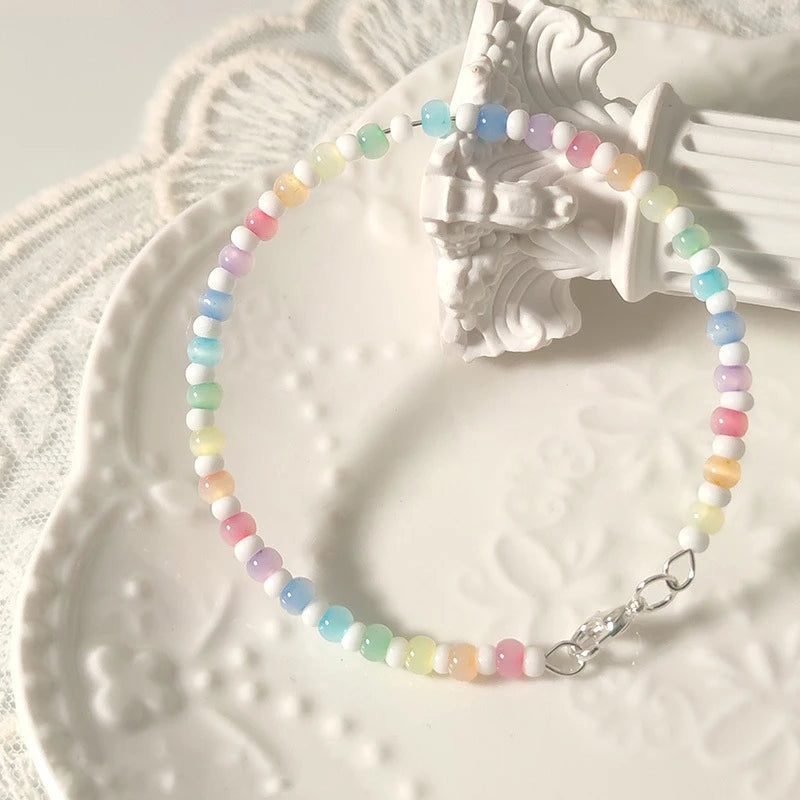 Bohemian Colorful Beaded Bracelet – Women's Rainbow Charm Beaded Charm Bracelet Axl