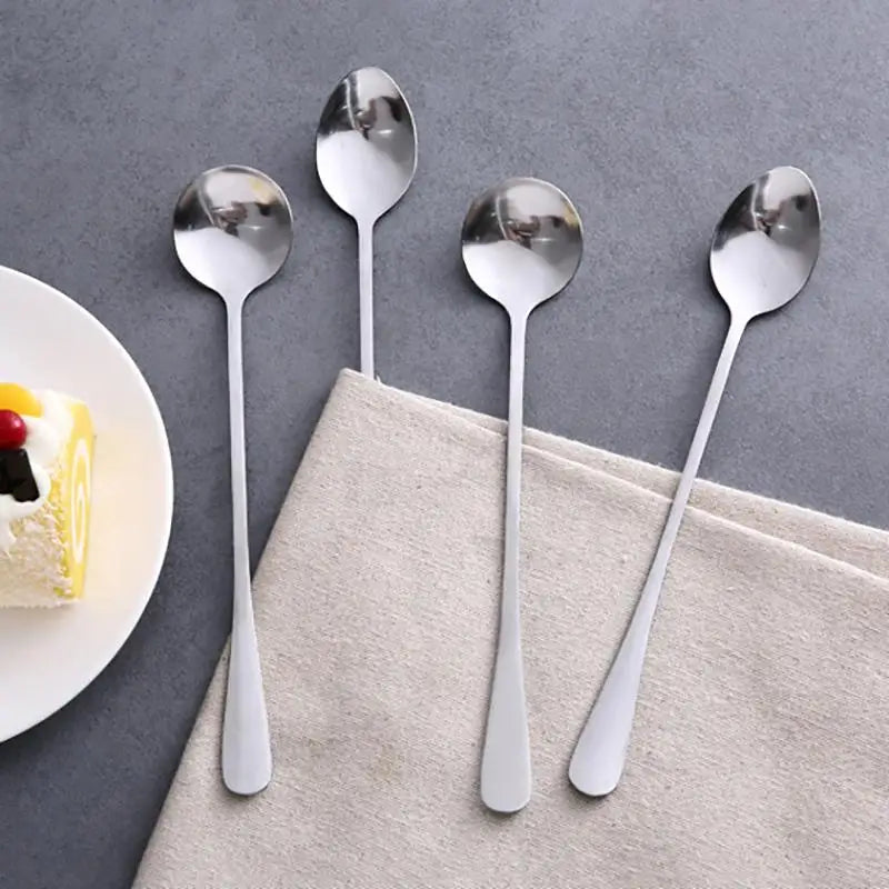 Long Handle Stainless Steel Spoon – Coffee, Dessert & Dining Kitchen Spoon Axl