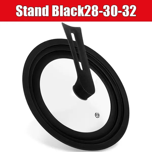 Silicone Universal Pan Lid – Tempered Glass Cookware Cover Cookware Lid Axl Stand Black28-30-32