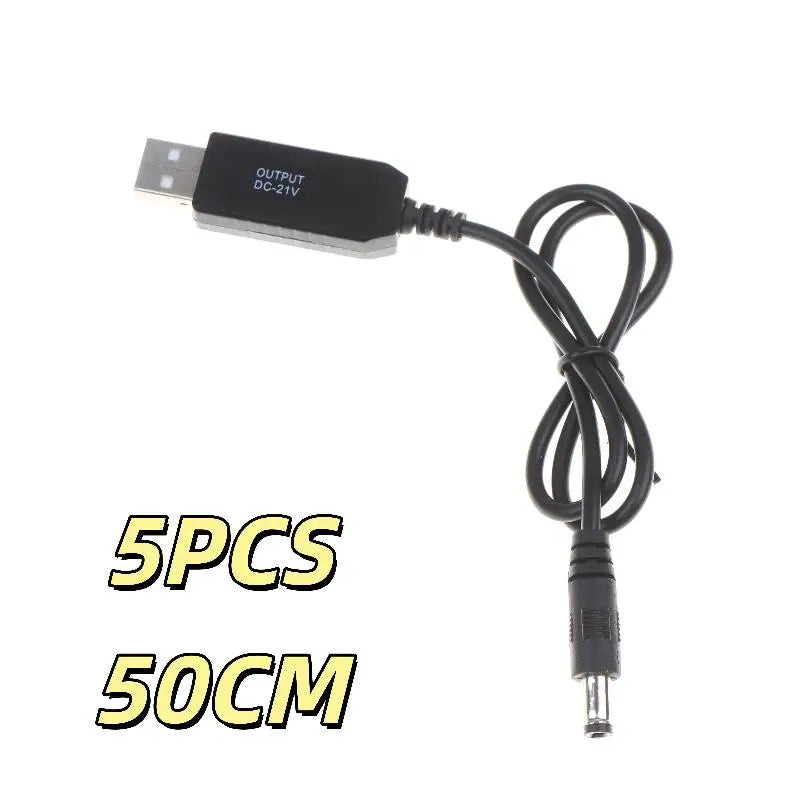 5V to 21V Boost Charging Cable – USB DC Lithium Battery Adapter USB Boost Charging Cable Axl 50cm 5pcs