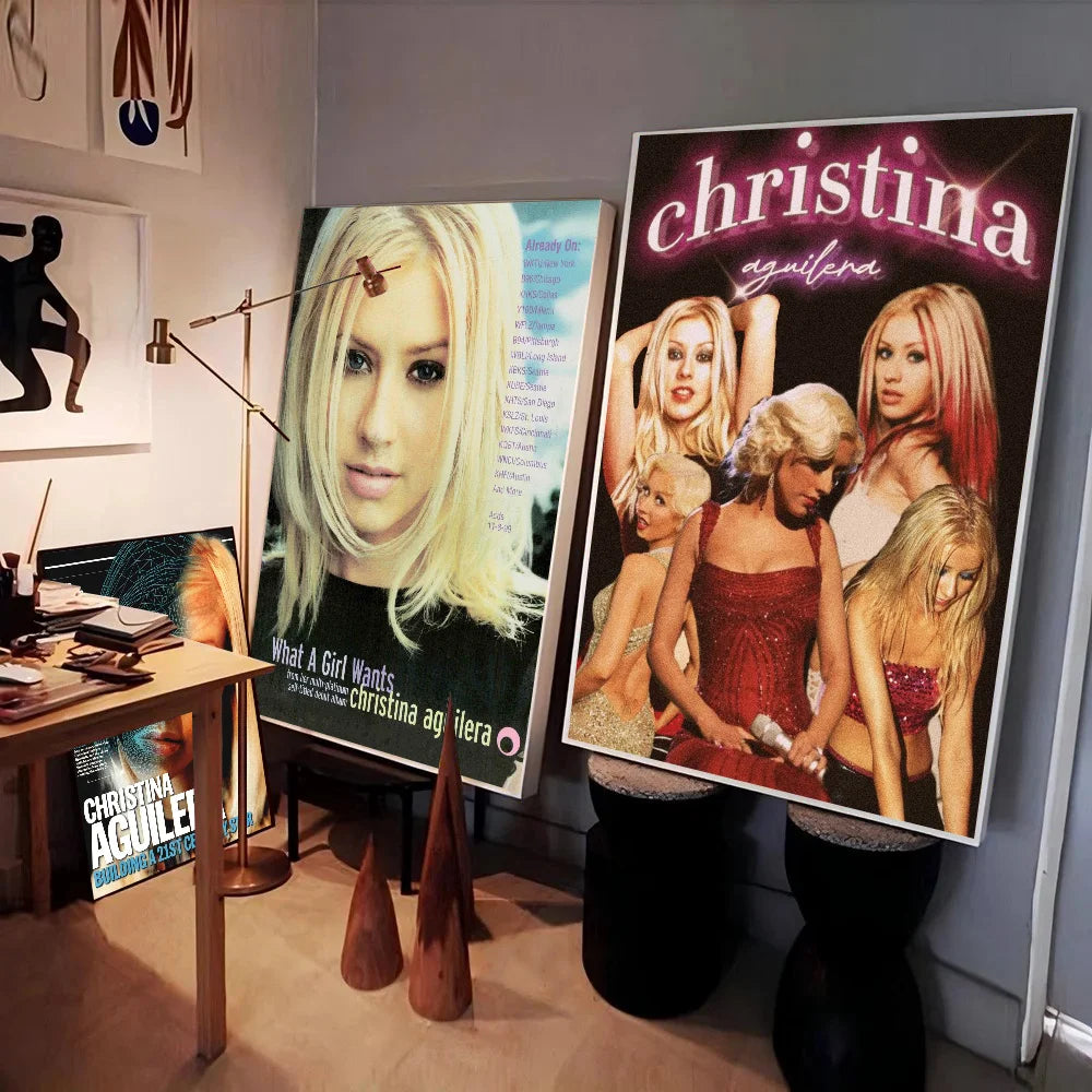Christina Aguilera Singer Wall Poster – Self-Adhesive Art Sticker Wall Art Poster Axl