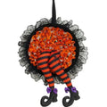Halloween Witch Leg Wreath – Spooky Door Decoration Prop Halloween Door Wreath Axl Orange