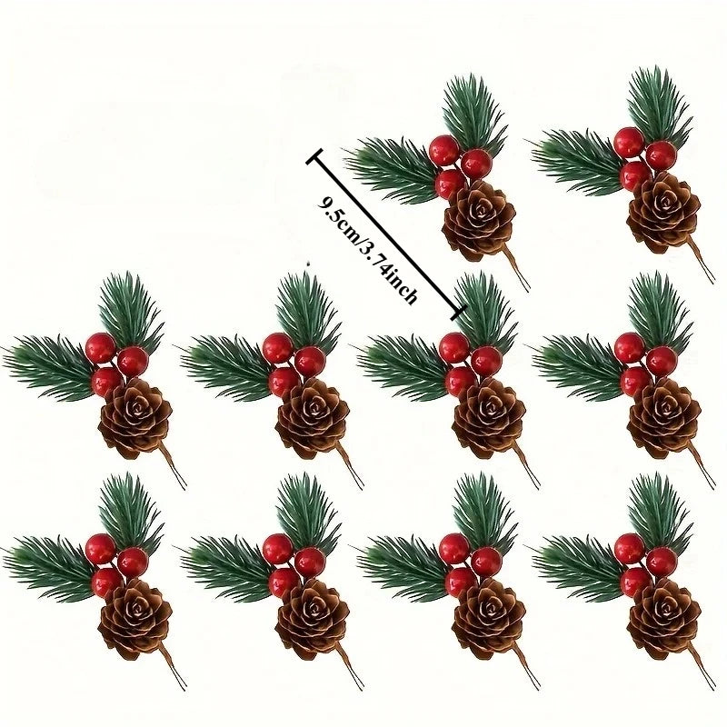 30-Pc Artificial Pine Cones & Red Berries Holiday Decor Set Holiday Decoration Set Axl