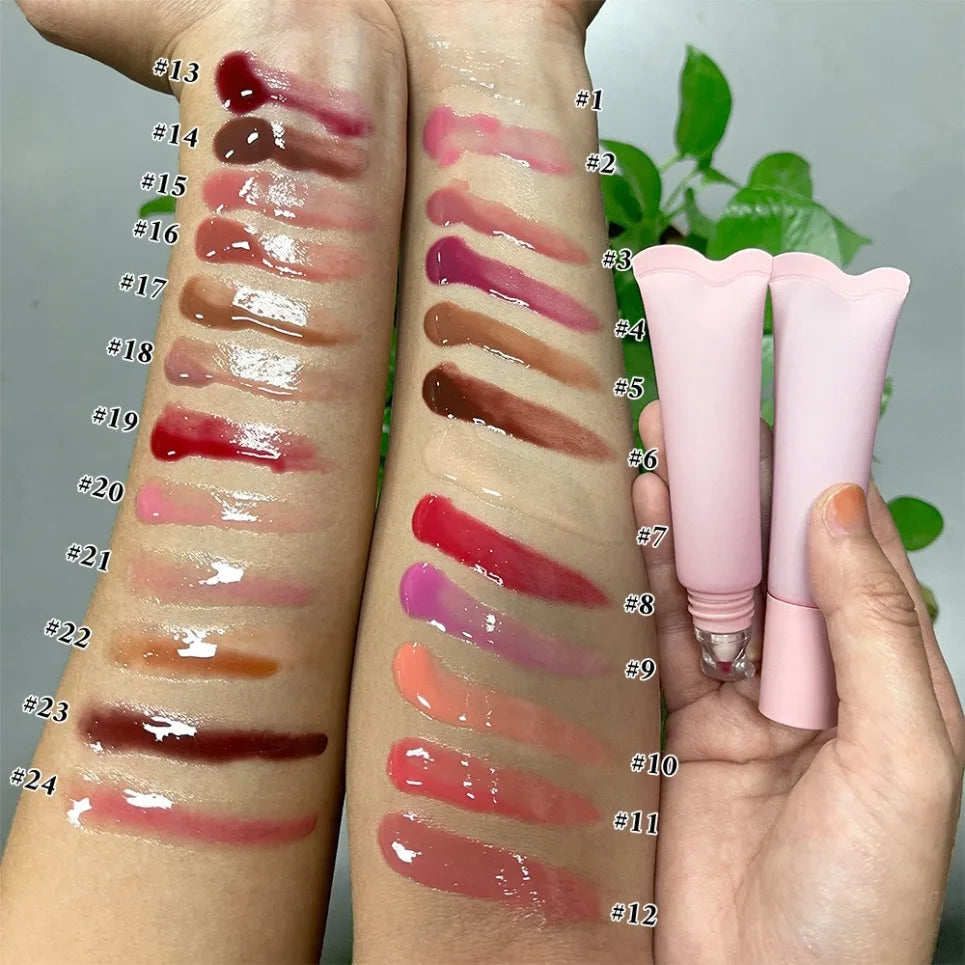 24-Color Vegan Moisturizing Lip Gloss Set – Soft Tube Glaze Lip Gloss Set Axl