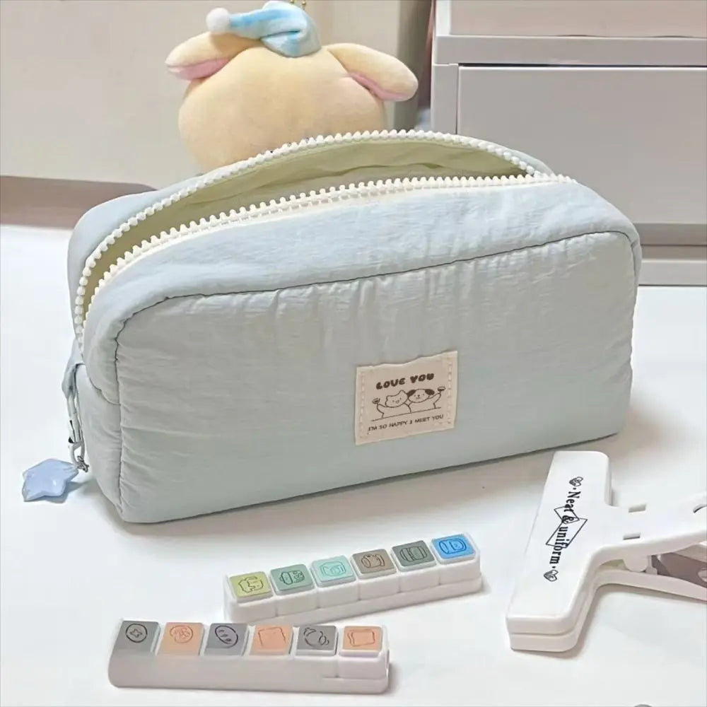Portable Canvas Pencil Case – Zipper Stationery Organizer Bag Pencil Case Axl