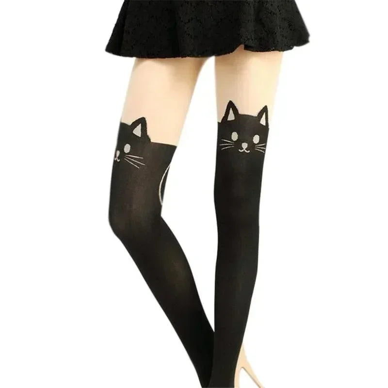 Cat Print Thigh High Socks – Women's Over Knee Long Stockings Thigh High Socks Axl