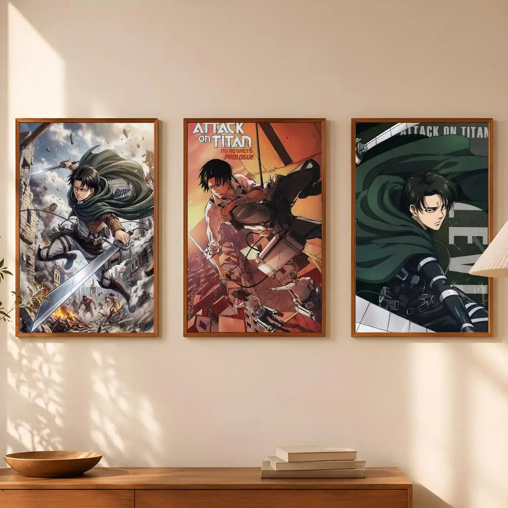Levi Ackerman Self-Stick HD Anime Wall Art Poster | Waterproof Anime Wall Poster Axl