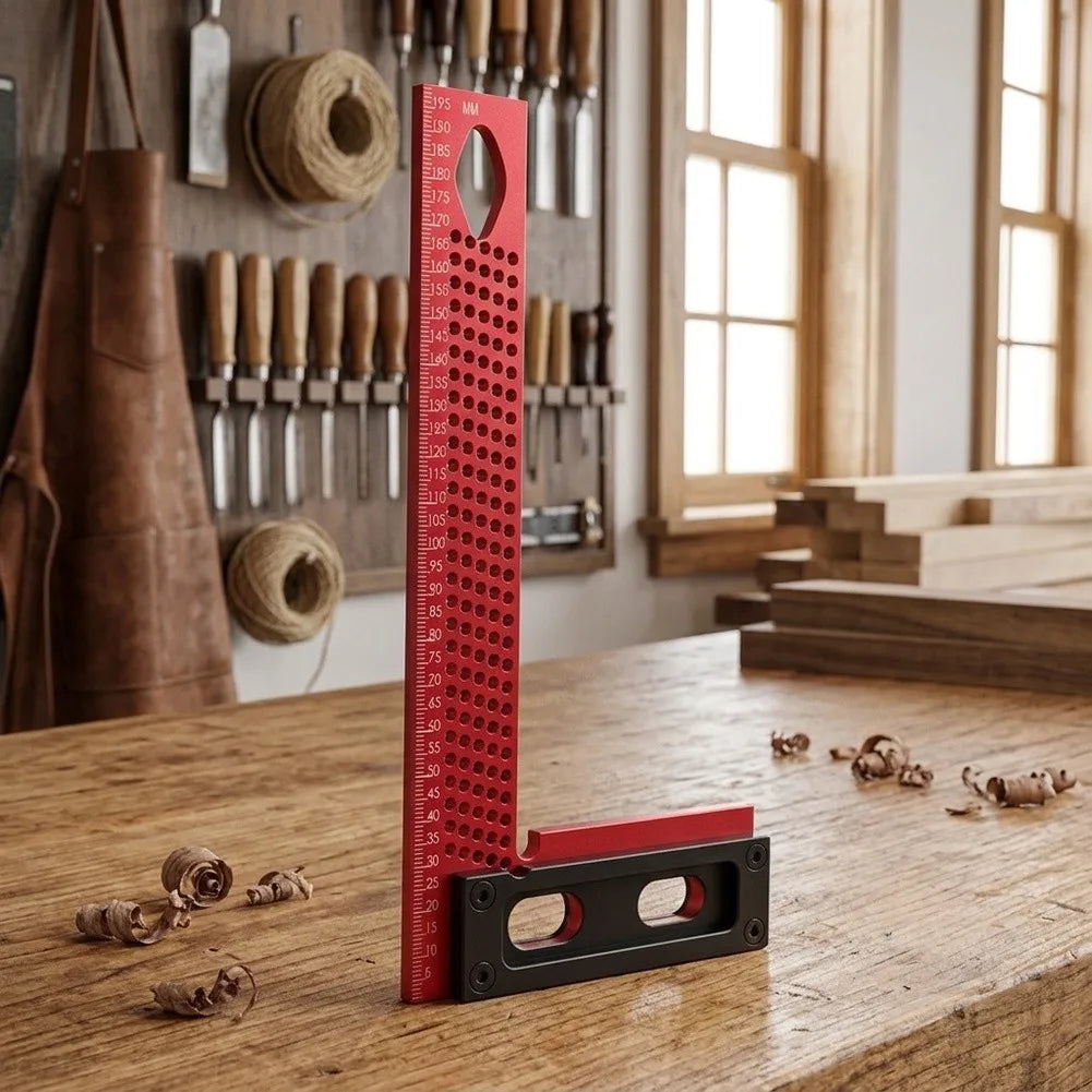 Aluminum Woodworking Right Angle Ruler & Carpenter Square Gauge Woodworking Marking Ruler Axl