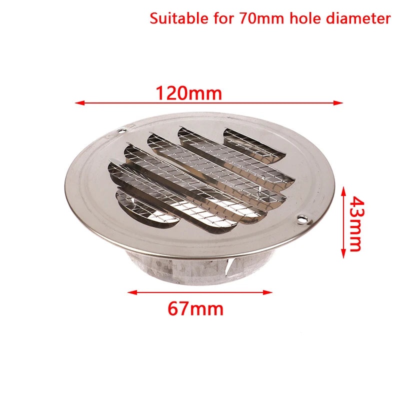 Round Stainless Steel Air Vent Grille | 70–150MM Wall Duct Cover Vent Grille Cover Axl 70MM