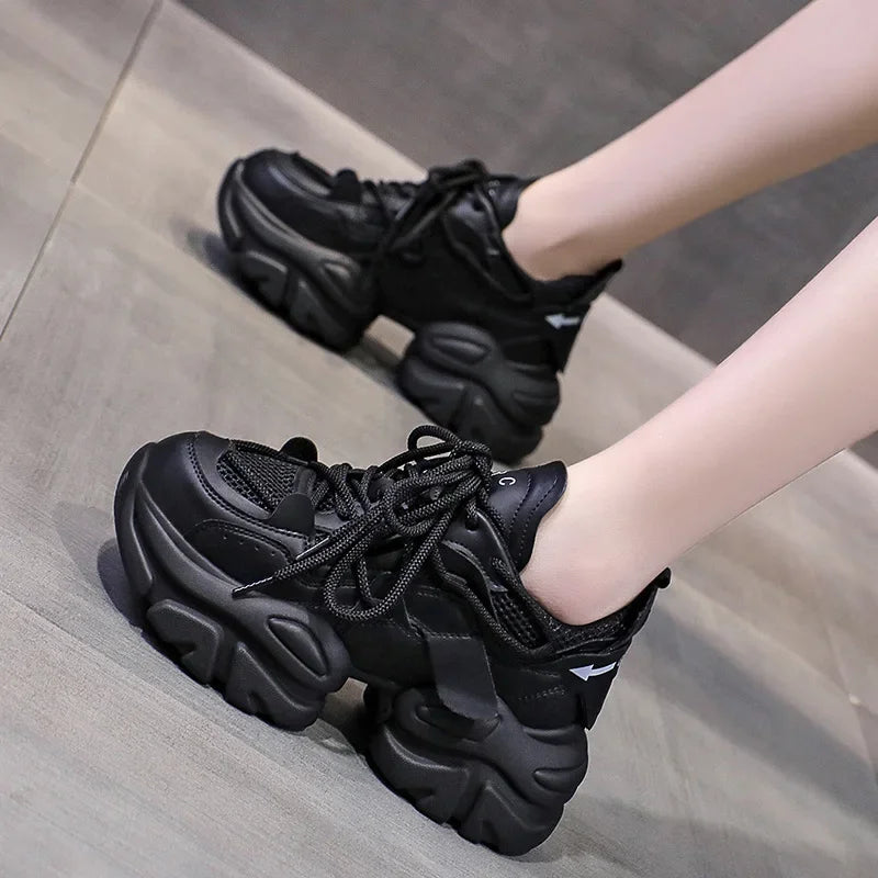 Women's Chunky Platform Sneakers – PU Leather Dad Shoes Platform Sneakers Axl