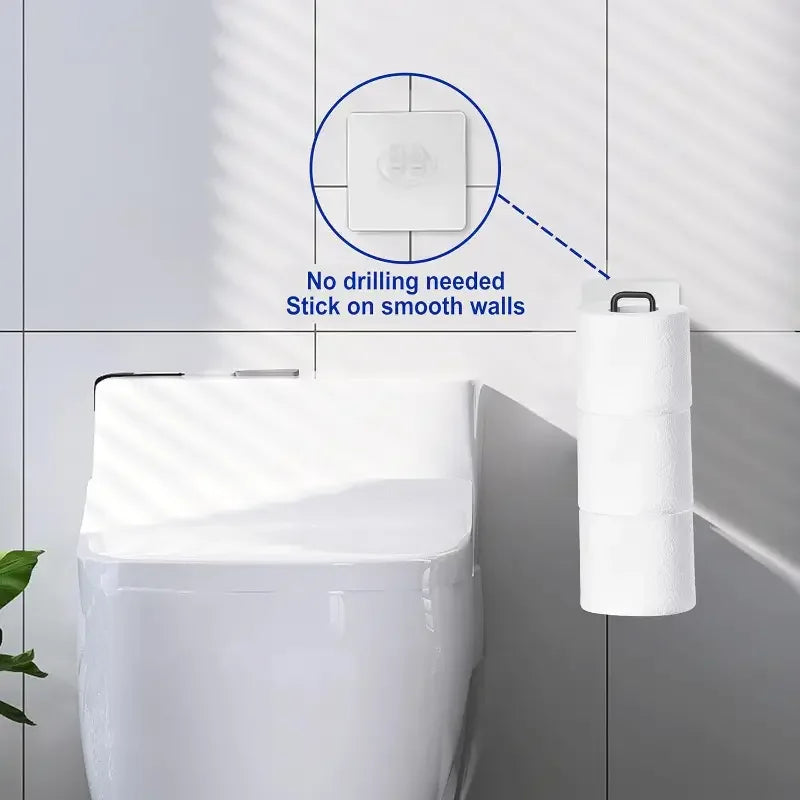 No-Drill Toilet Paper Holder Self-Adhesive Wall Mount – Black Iron Toilet Paper Holder Axl