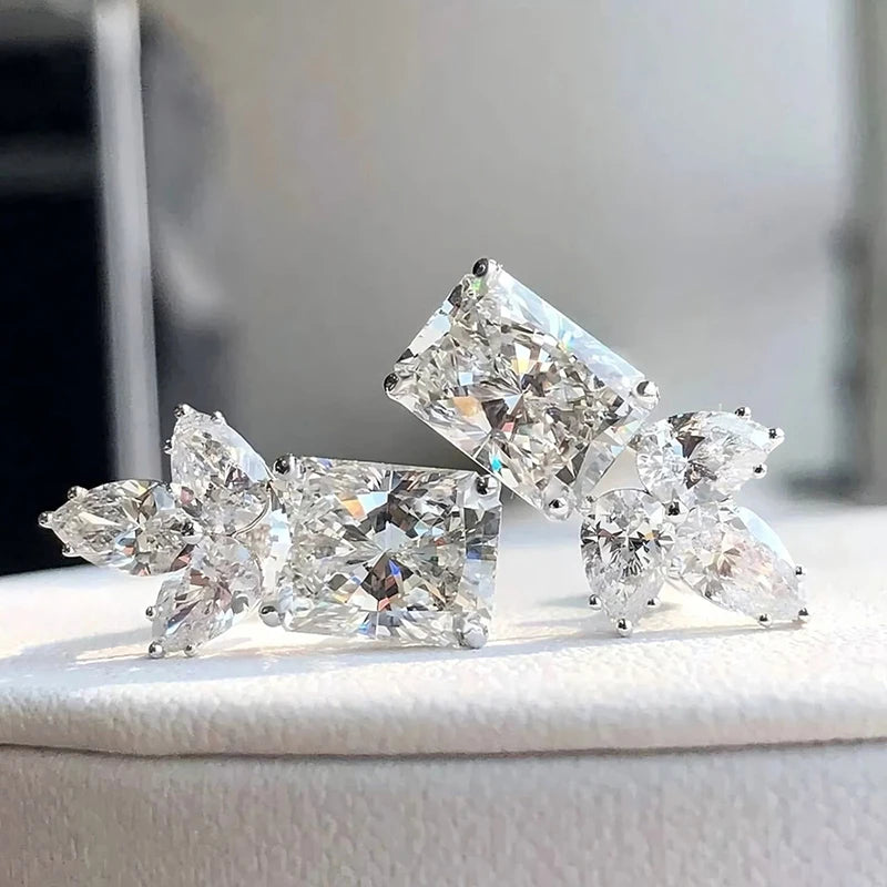 Huitan CZ Stud Earrings – Geometric Cubic Zirconia Fashion Jewelry CZ Stud Earrings Axl