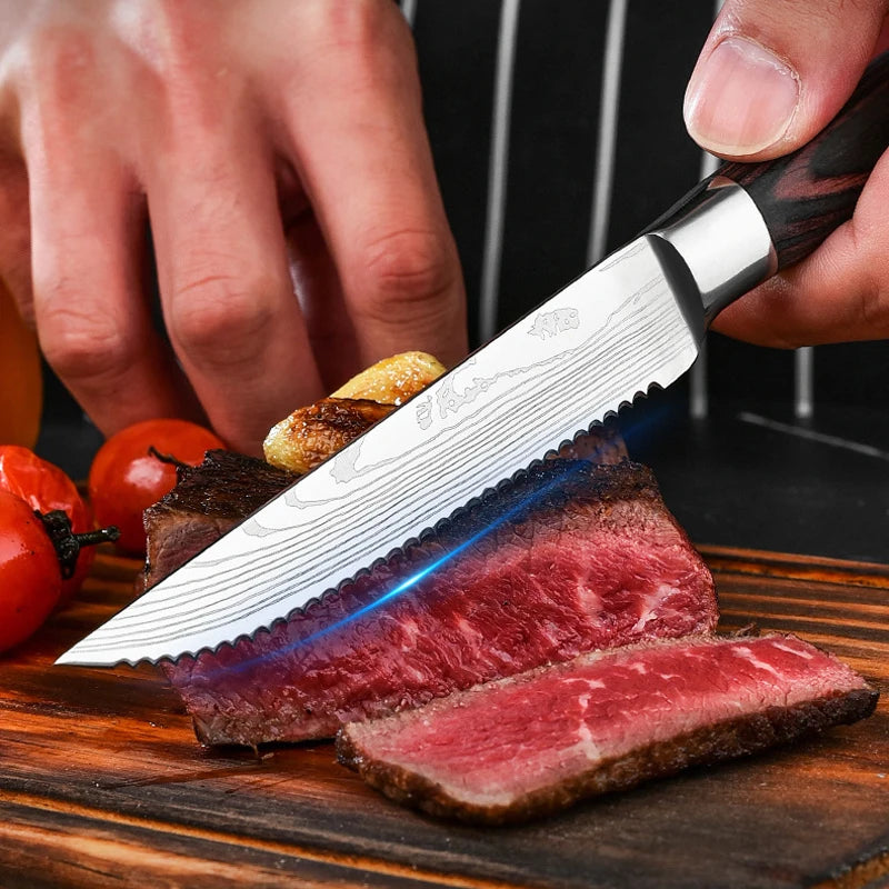 Damascus Steak Knife Set 1–8 Pc | 4.5" Stainless Steel Blades Steak Knife Set Axl