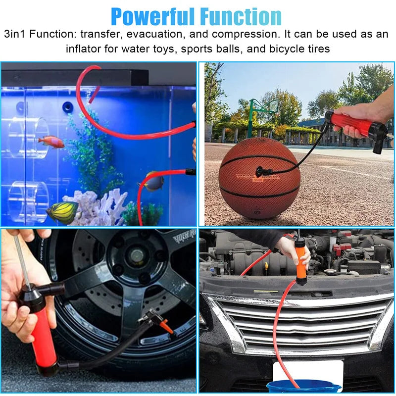3-in-1 Manual Hand Pump Kit – Siphon Oil, Liquid & Air Manual Siphon Pump Axl