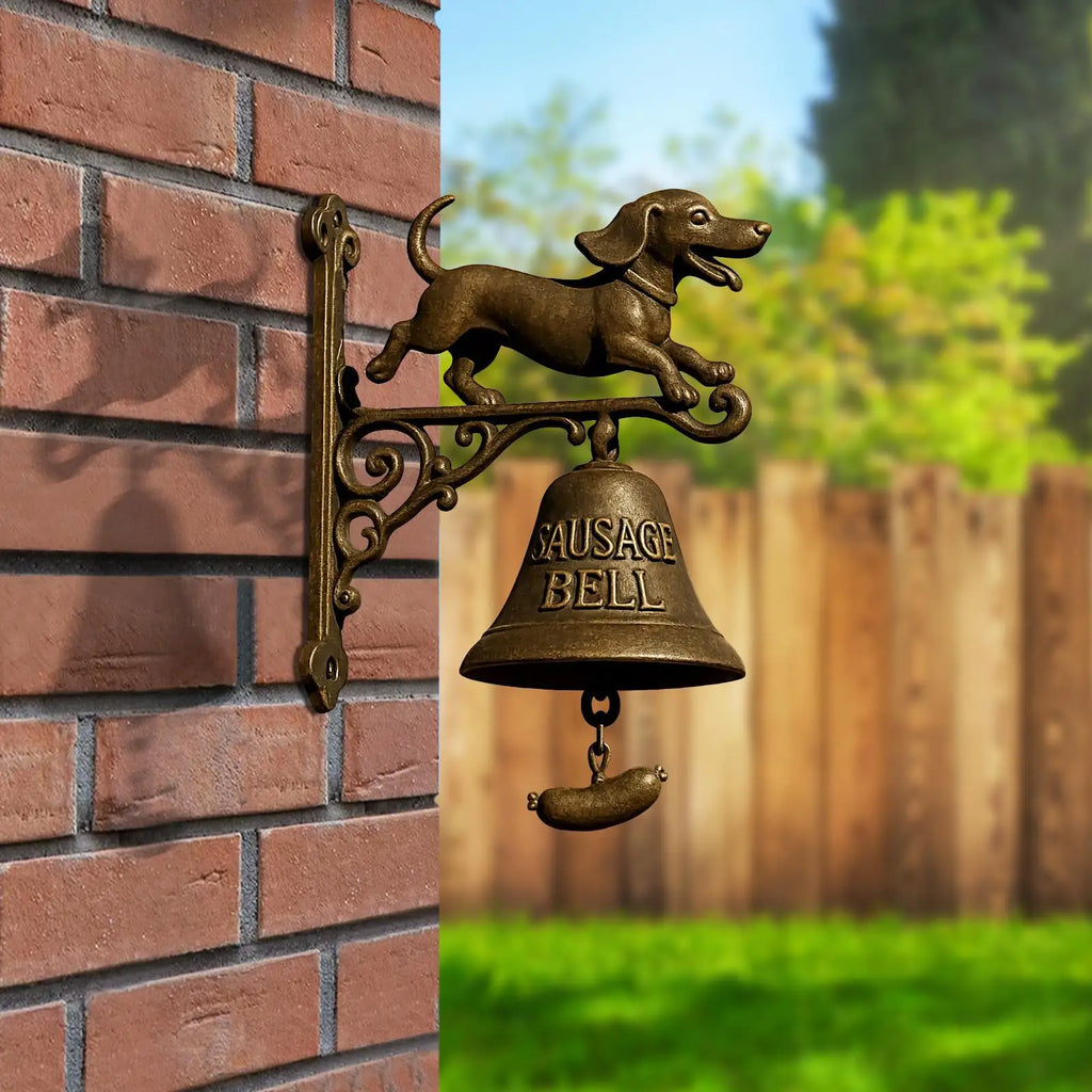 Witch Dachshund Outdoor Dinner Bell | Retro Farmhouse Door Chime Decorative Door Bell Axl