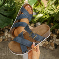 Women's Plus Size Platform Wedge Sandals Buckle Strap EU 35–43 Platform Wedge Sandals Axl 41 Blue