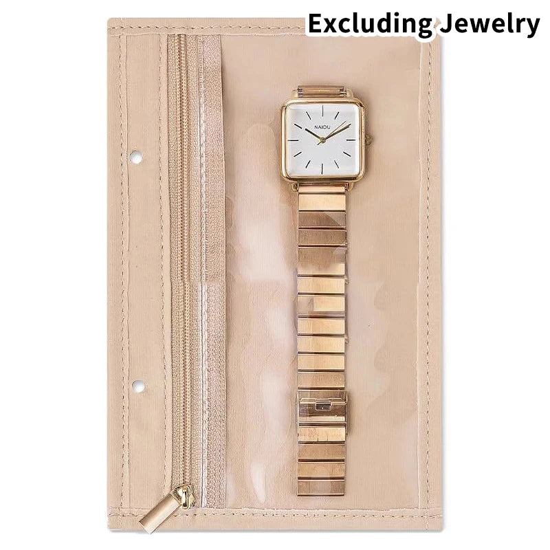 PU Leather Jewelry Storage Book – Zipper Binder & Clear Pockets Jewelry Storage Organizer Axl 1 grid