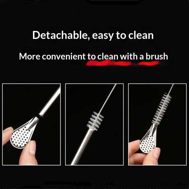 Stainless Steel Bombilla Yerba Mate Straws with Filter | 2/4/6 Pack Reusable Drink Straws Axl