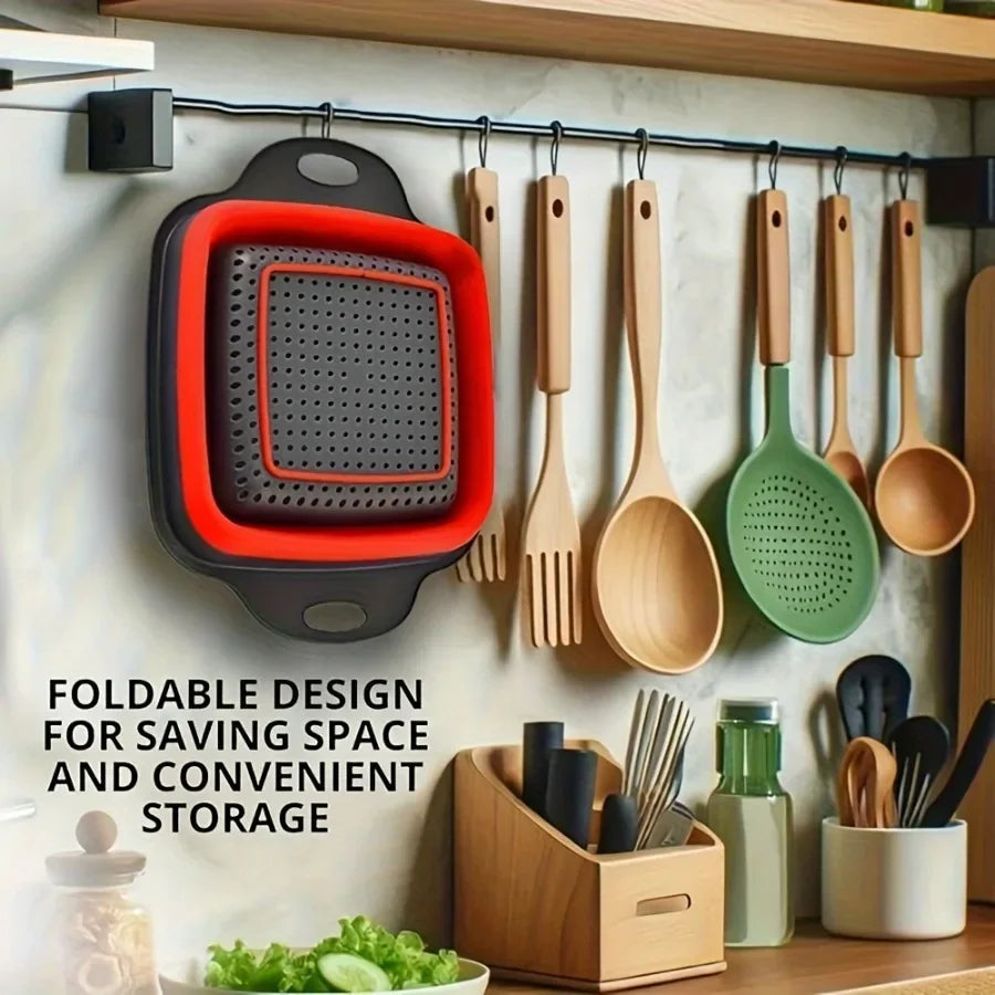 Foldable Silicone Strainer Set 2pc – Food-Safe Kitchen Colander Kitchen Colander Set Axl