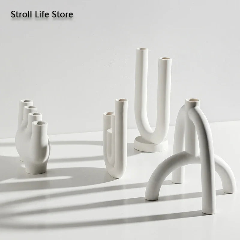 Nordic Ceramic Candle Holder – White Minimalist Candlestick Ceramic Candle Holder Axl