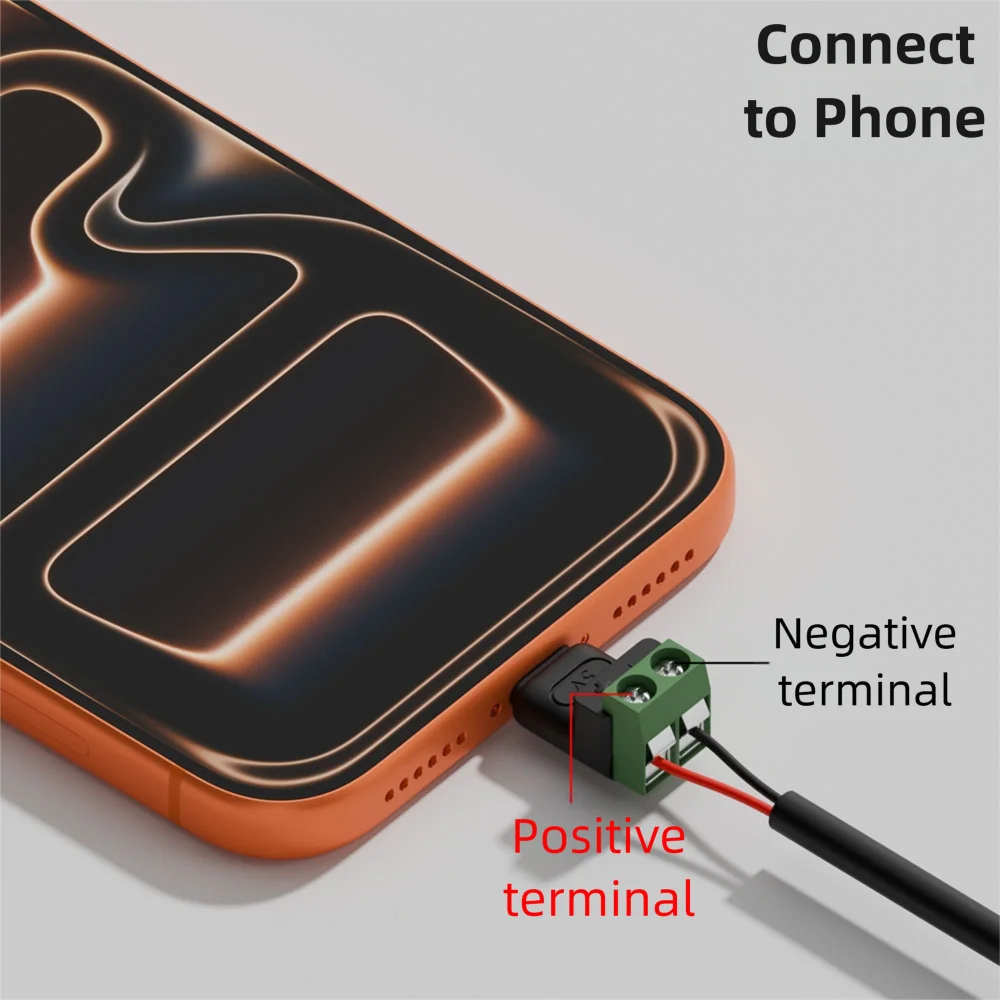 USB-C to 2-Pin Screw Terminal Adapter | 5V 3A Solderless Plug USB Terminal Adapter Axl