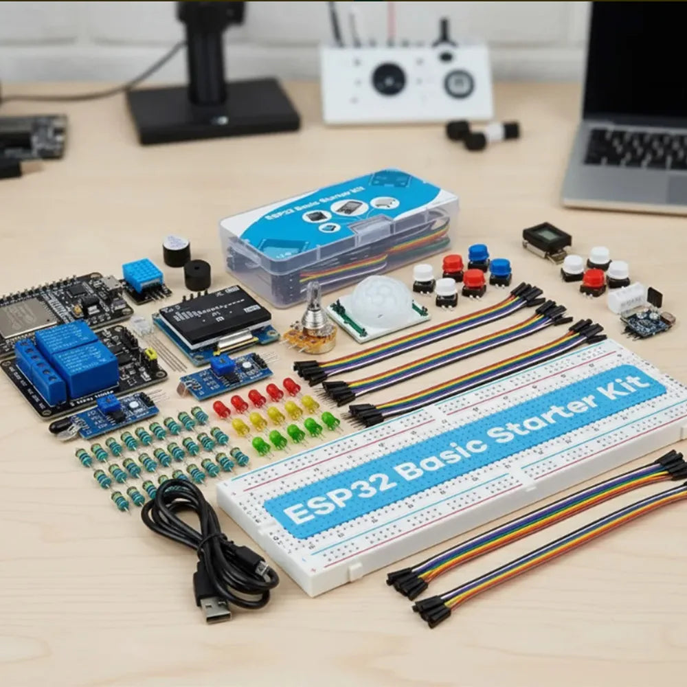 ESP32 WiFi Starter Kit – OLED, Relay, Sensors & Breadboard Electronics DIY Kit Axl Default Title