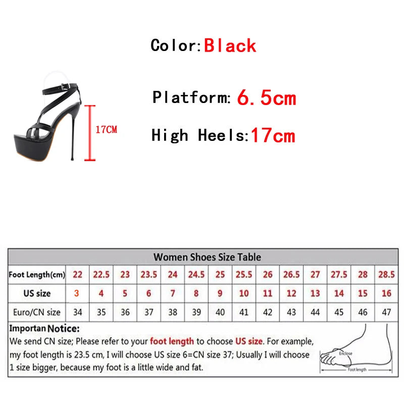 17CM Platform Sandals – Women's Open Toe Buckle High Heels Platform High Heels Axl