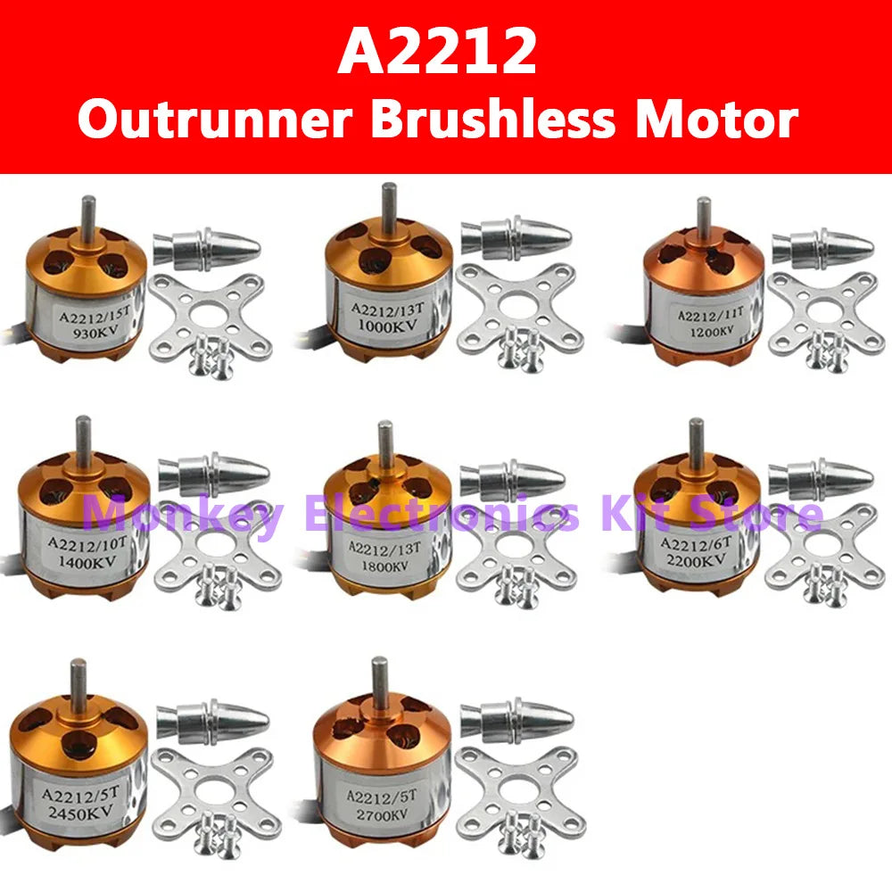 A2212 Brushless Outrunner Motor – RC Airplane & Drone Brushless RC Motor Axl 1800KV with plug