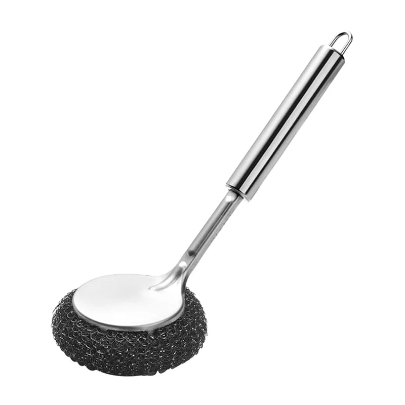 Long Handle Stainless Steel Pot Brush – Kitchen Scrub Scourer Kitchen Cleaning Brush Axl 1Set A
