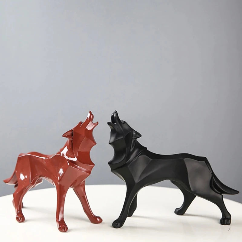 Modern Abstract Wolf Figurine – Geometric Resin Animal Statue Decorative Figurine Axl