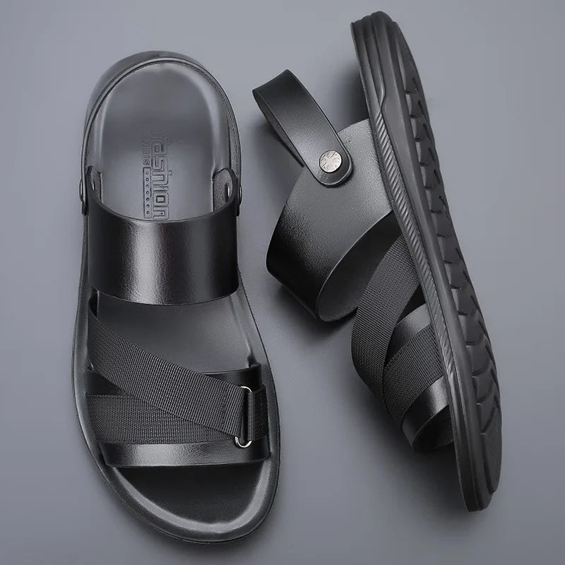 Men's Slip-On Beach Sandals – Soft EVA, Anti-Slip Sole Men's Sandals Axl Black sandals. 44