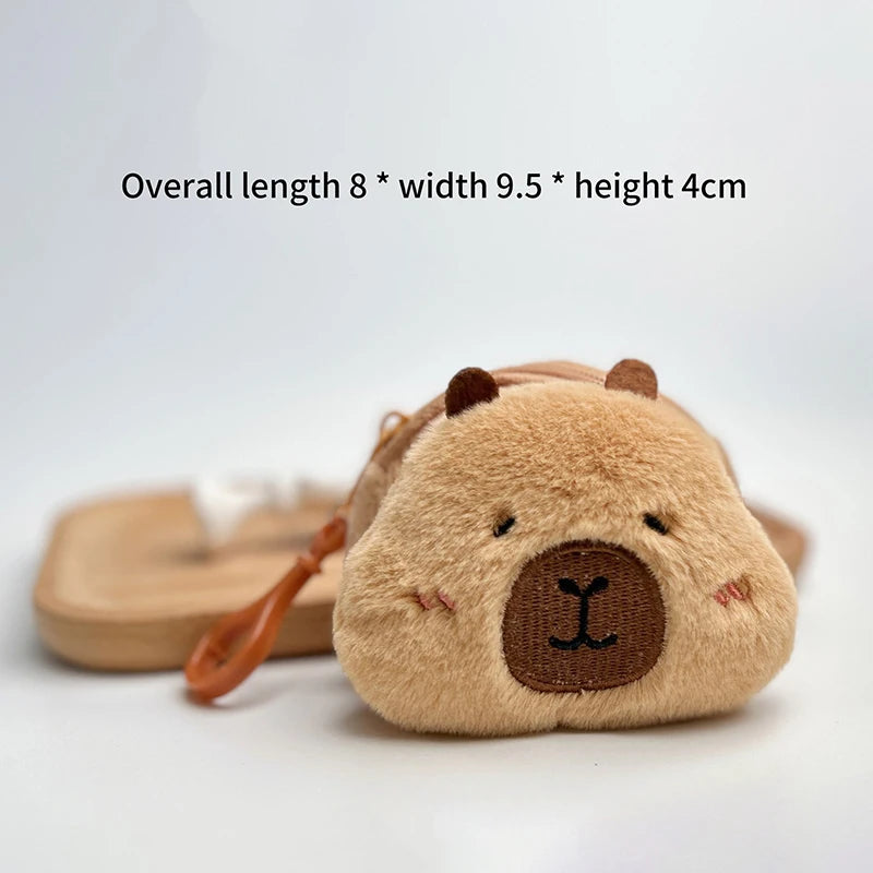 Capybara Plush Coin Purse – Cute Mini Zipper Wallet Keychain Plush Coin Purse Axl A4