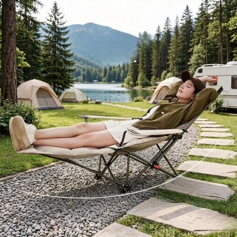 Adjustable Folding Camping Recliner – Cushioned Outdoor Chair Folding Camping Chair Axl