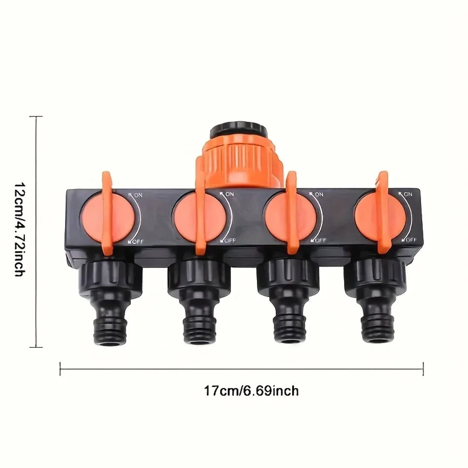 4-Way Garden Hose Splitter – Faucet Diverter with 4 Valves Hose Faucet Splitter Axl
