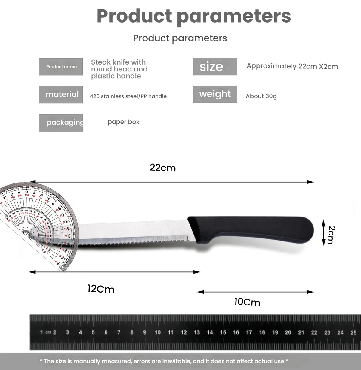 Stainless Steel Steak Knife – Dishwasher Safe Plastic Handle Steak Knife Axl