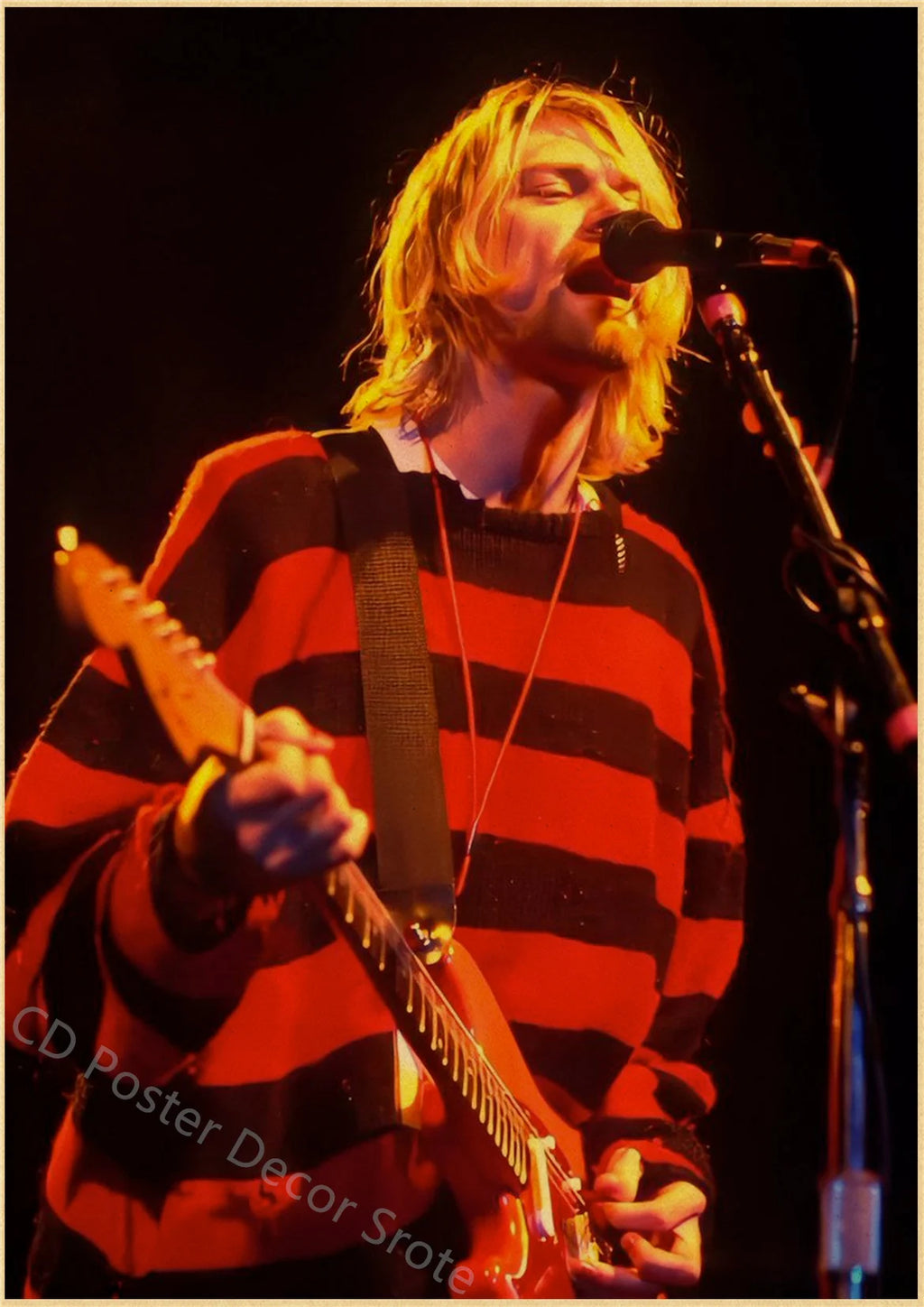 Kurt Cobain Retro Kraft Paper Poster | Vintage Music Wall Art Vintage Wall Poster Axl 3 A4