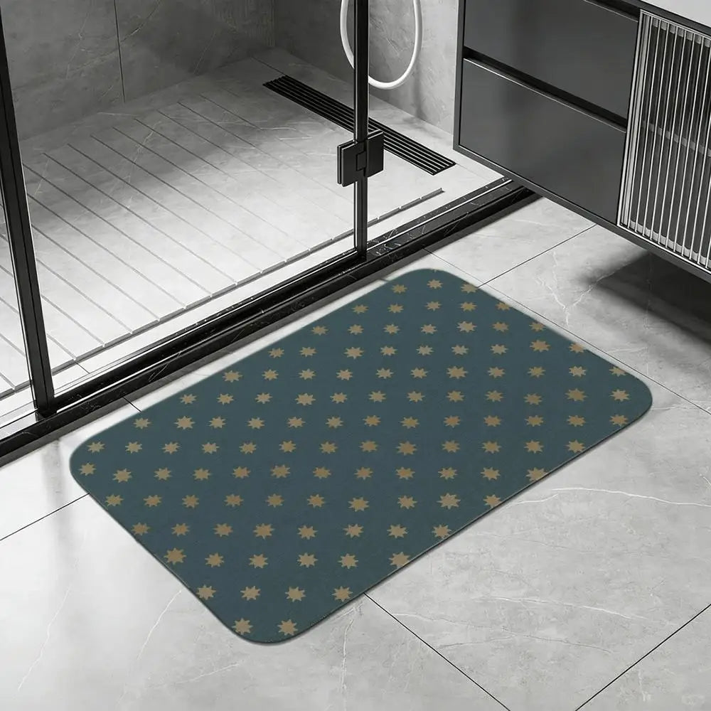 Mid Century Starburst Diatomite Bath Mat – Quick Dry & Non-Slip Diatomite Bath Mat Axl White5 40x60cm
