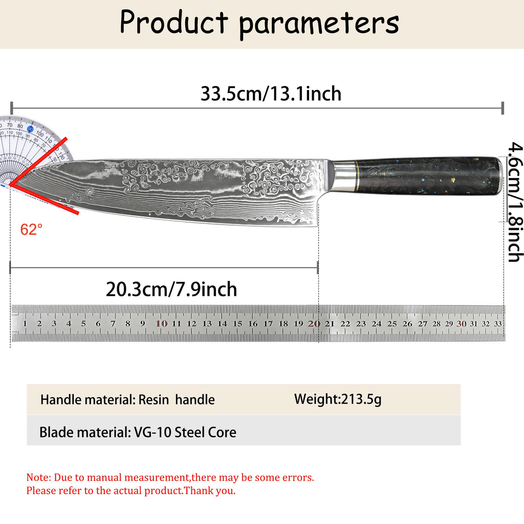 Damascus Steel 67-Layer Chef Knife – Sharp Kitchen Cleaver Damascus Chef Knife Axl