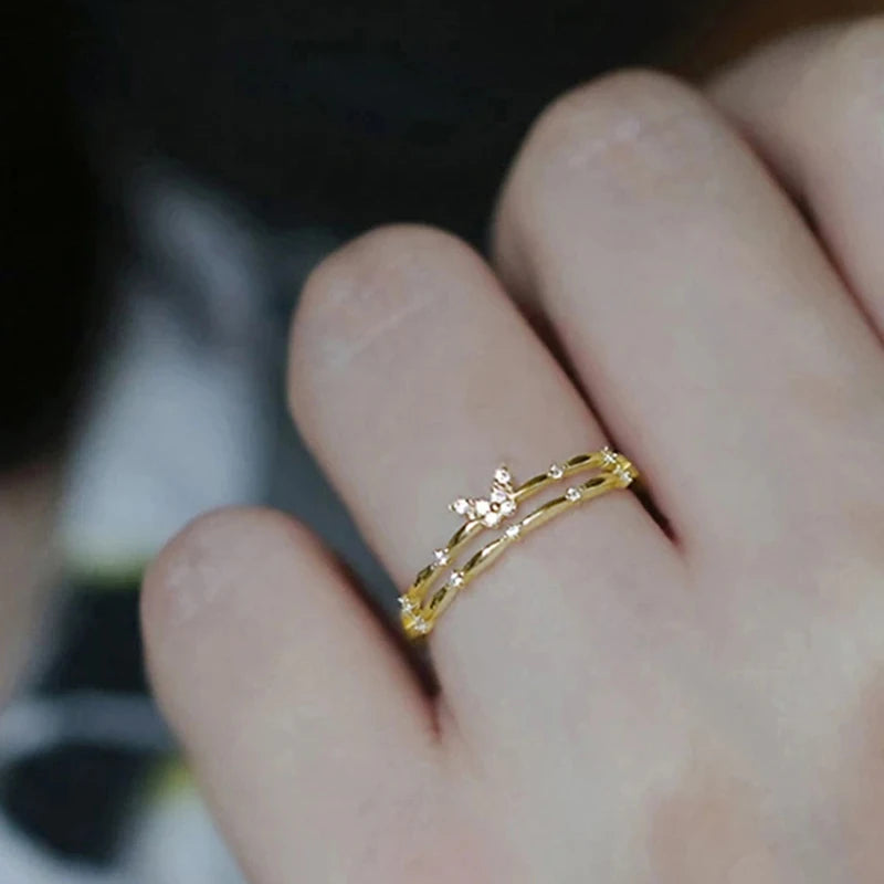 Huitan Gold Butterfly Ring Women – Cubic Zirconia Fashion Jewelry Fashion Ring Axl