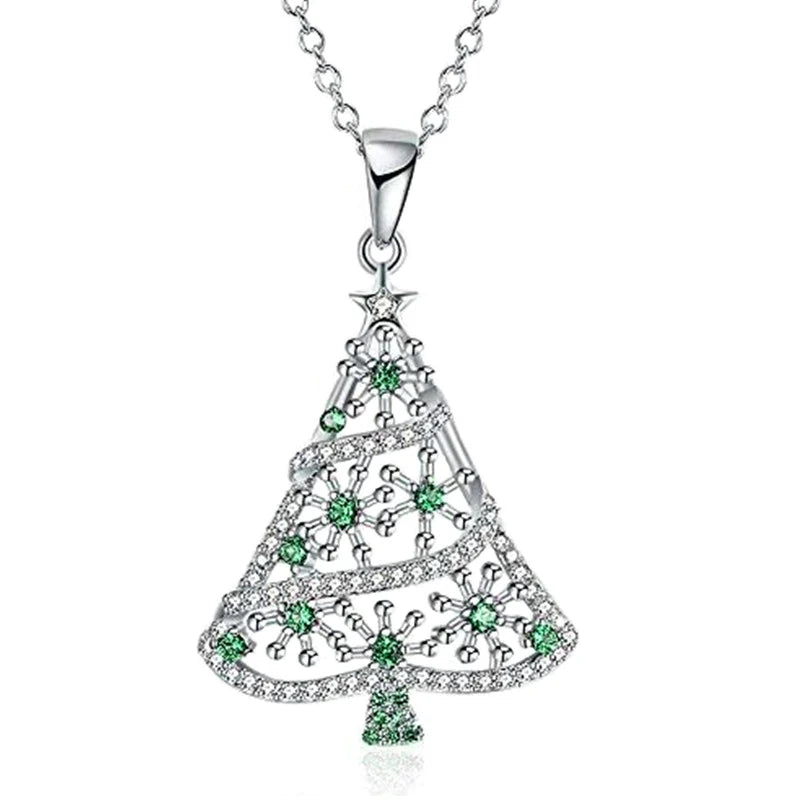 Huitan Christmas Tree Pendant Necklace – Cubic Zirconia Pendant Necklace Axl XL1496 40CM 5CM