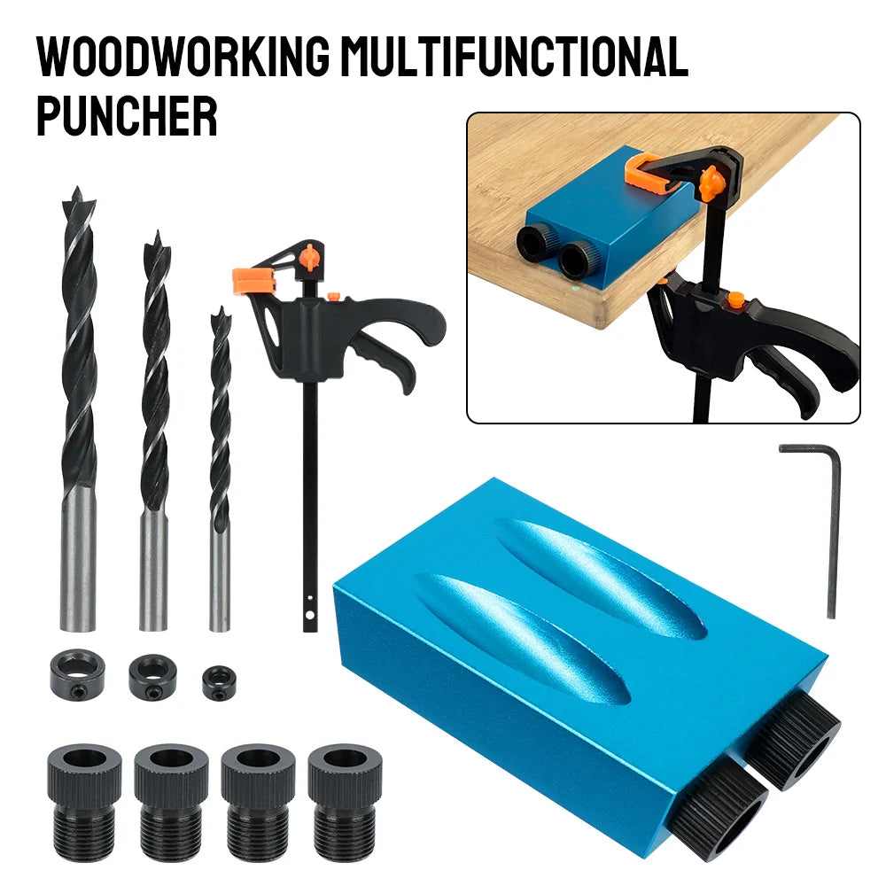 15° Pocket Hole Jig Kit with Drill Bits – 7/14/15 Pcs Pocket Hole Jig Kit Axl