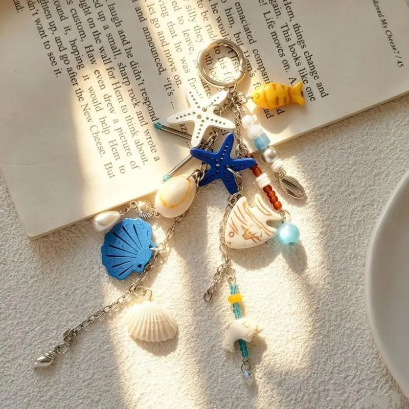 Shell Starfish Keychain – Ocean Beach Bag Charm for Women Bag Charm Keychain Axl
