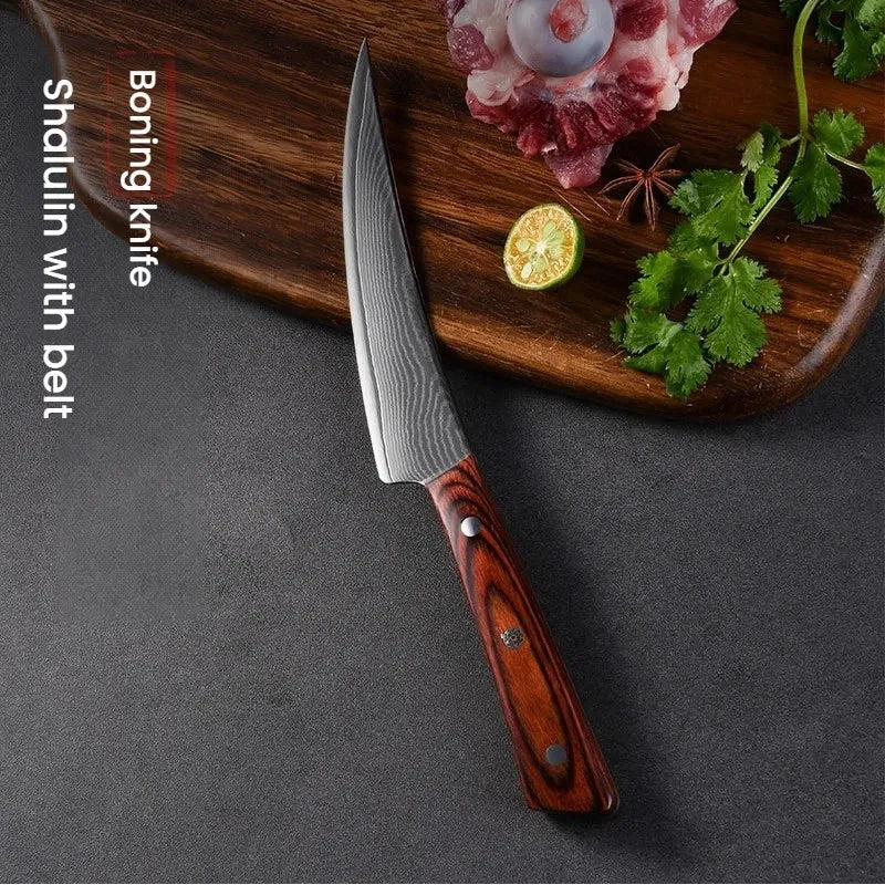 Damascus Steel Boning Knife – 67-Layer Full Tang Fillet Knife Damascus Kitchen Knife Axl